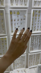 Anillo delgado circonia y bolitas mini 14K