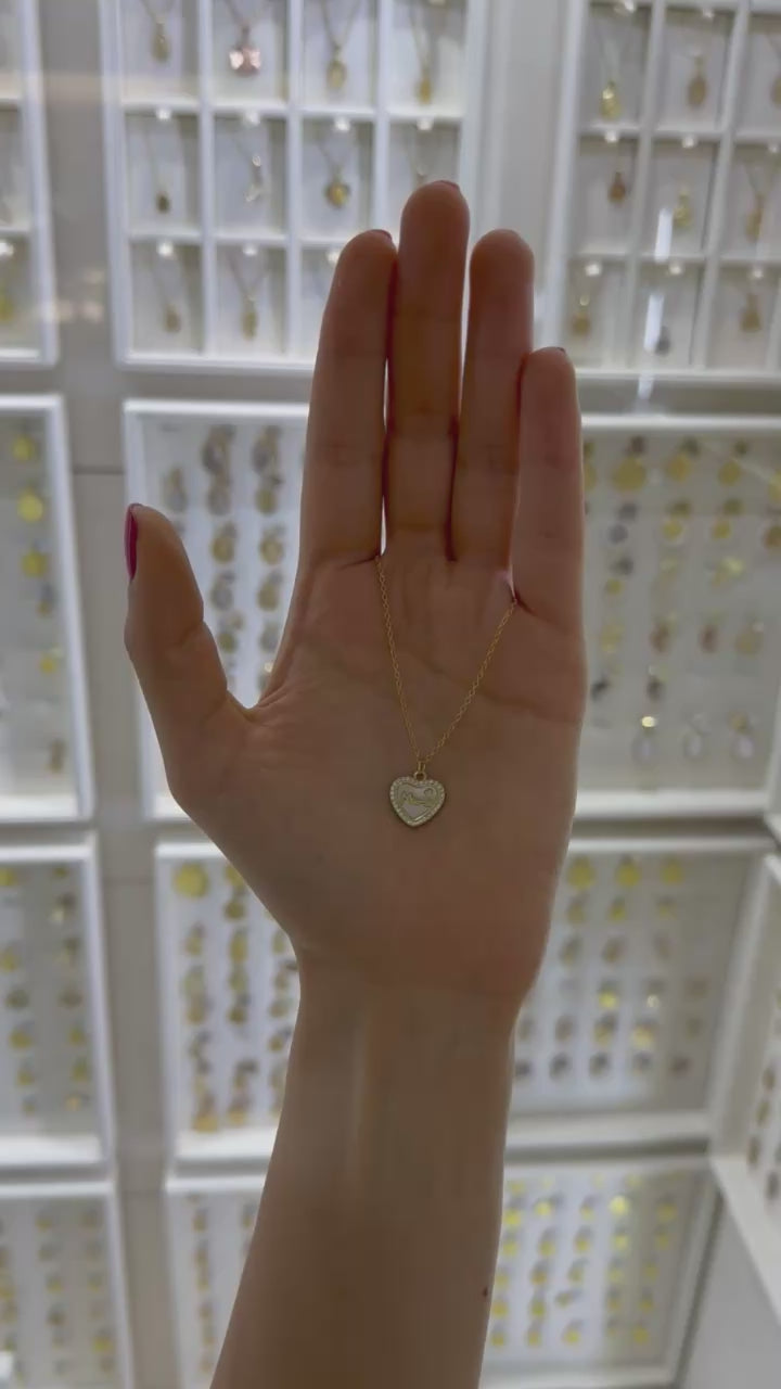 Collar corazón madre perla mamá circonias plata