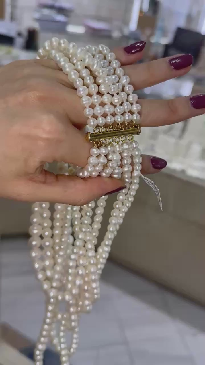 Collar 6 hilos perlas blancas