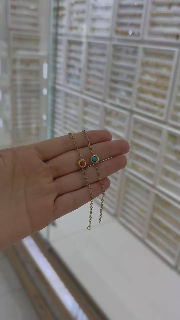 Pulsera pasta turquesa/coral 14K