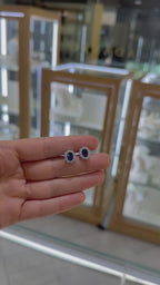 Broquel circonia azul y blancas plata