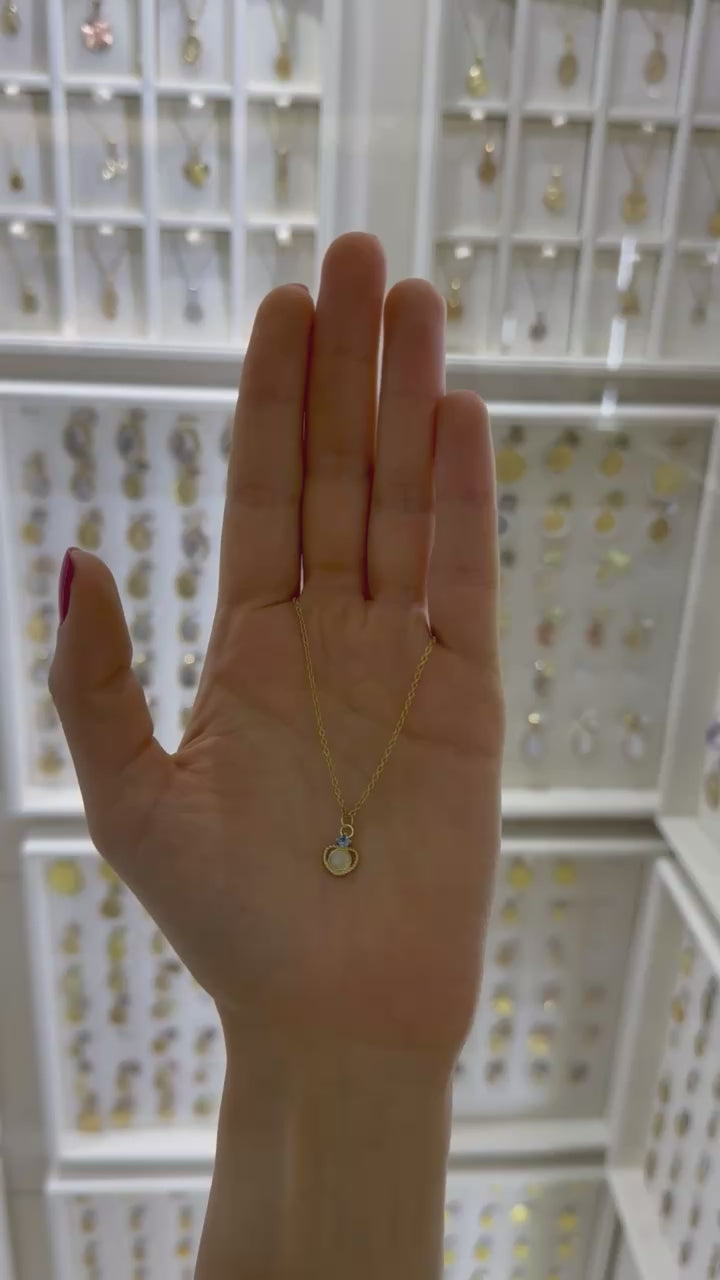 Collar corazón madre perla circonia azul plata