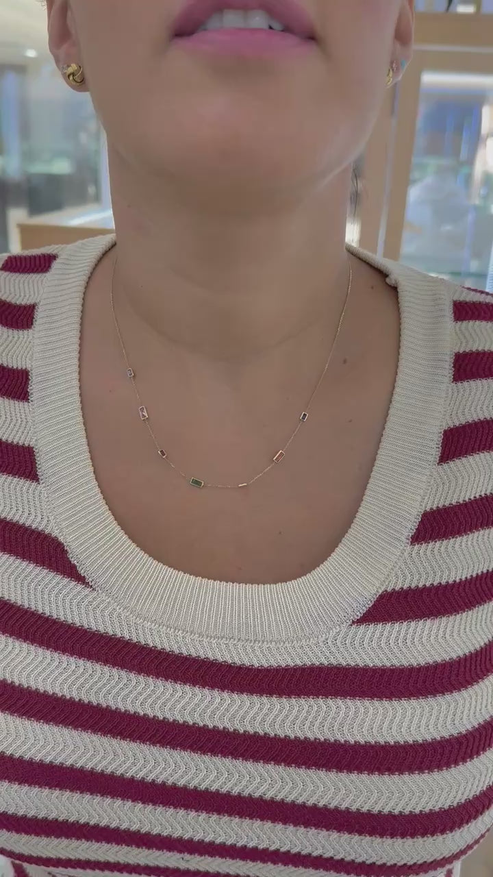 Collar piedras colores 14K