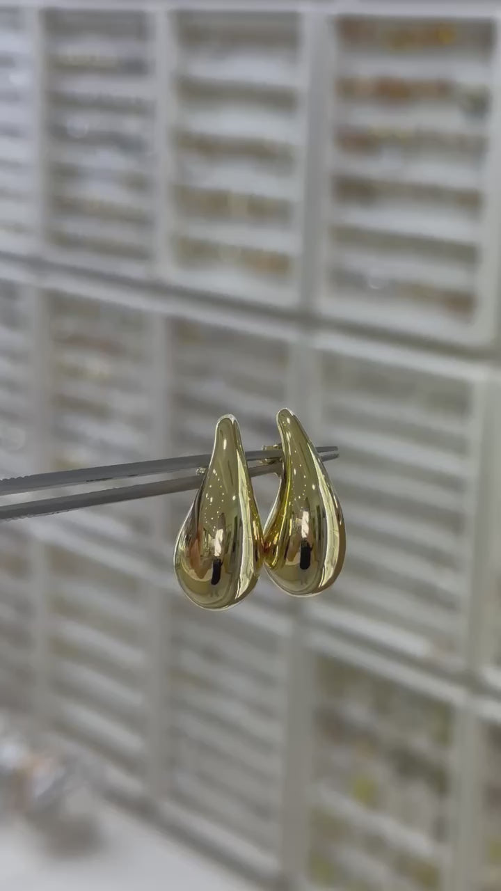 Aretes gota huecos 14K