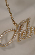 Collar nombre diamantes 14K