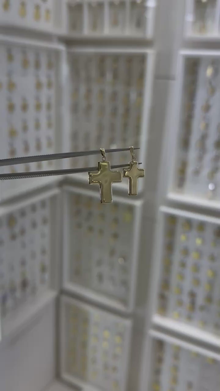 Cruz lisa hueca oro amarillo 14K