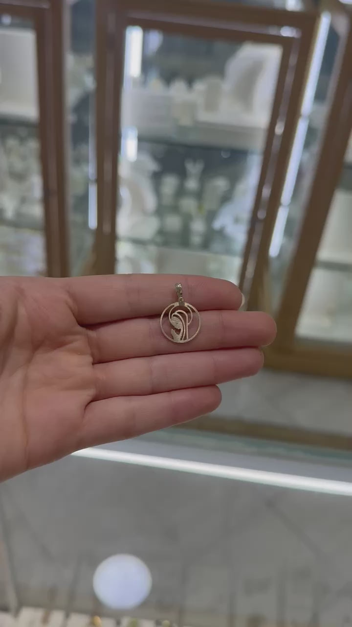 Medalla mate figura Virgen Niña 14K