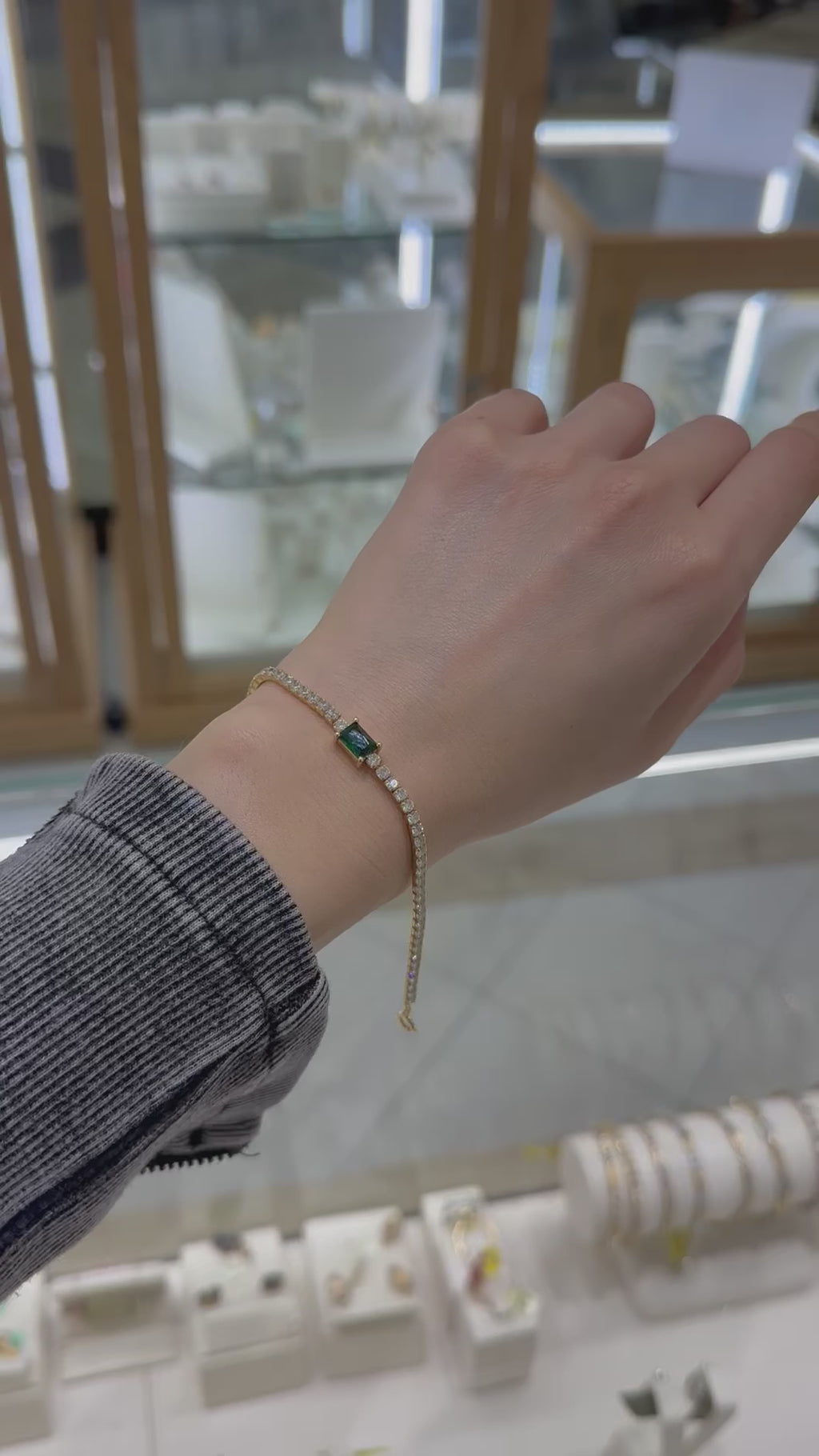 Pulsera plata amarilla circonias 14K