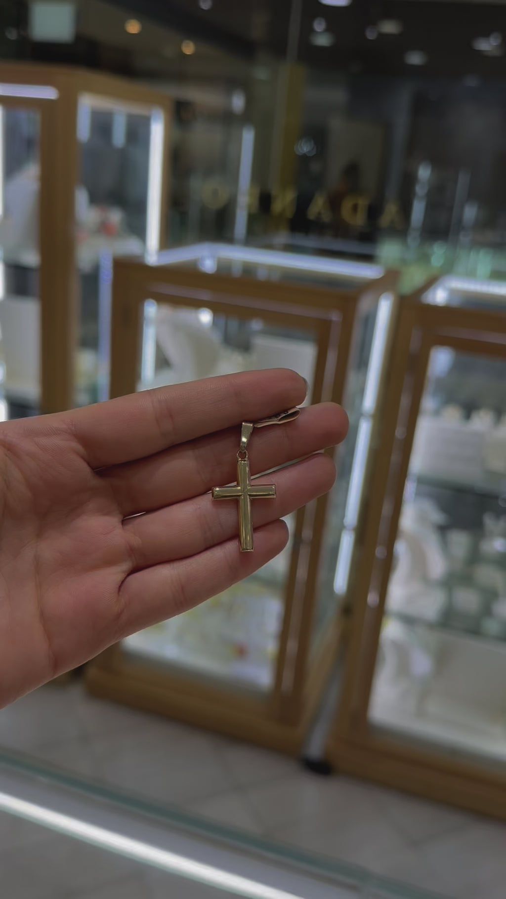 Cruz larga lisa 14K