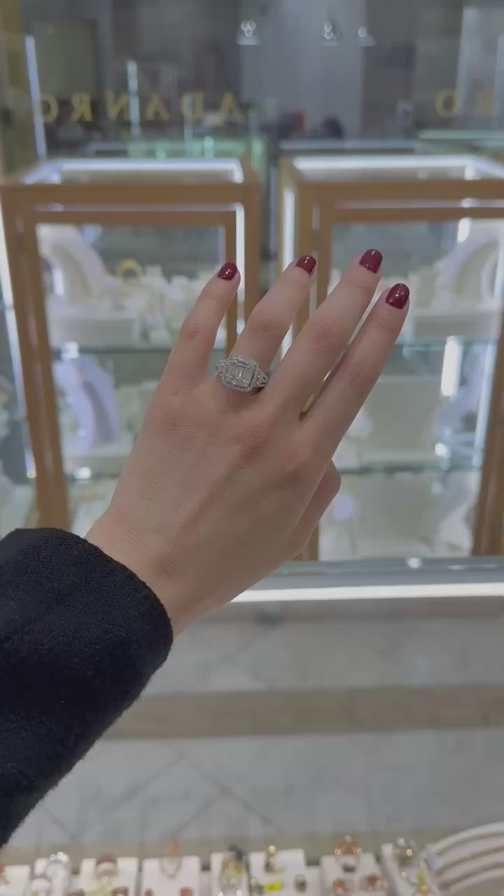 Anillo diamantes oro blanco 14K