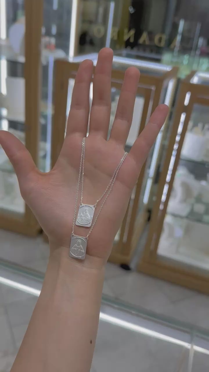 Escapulario desnivel Virgen del Carmen plata