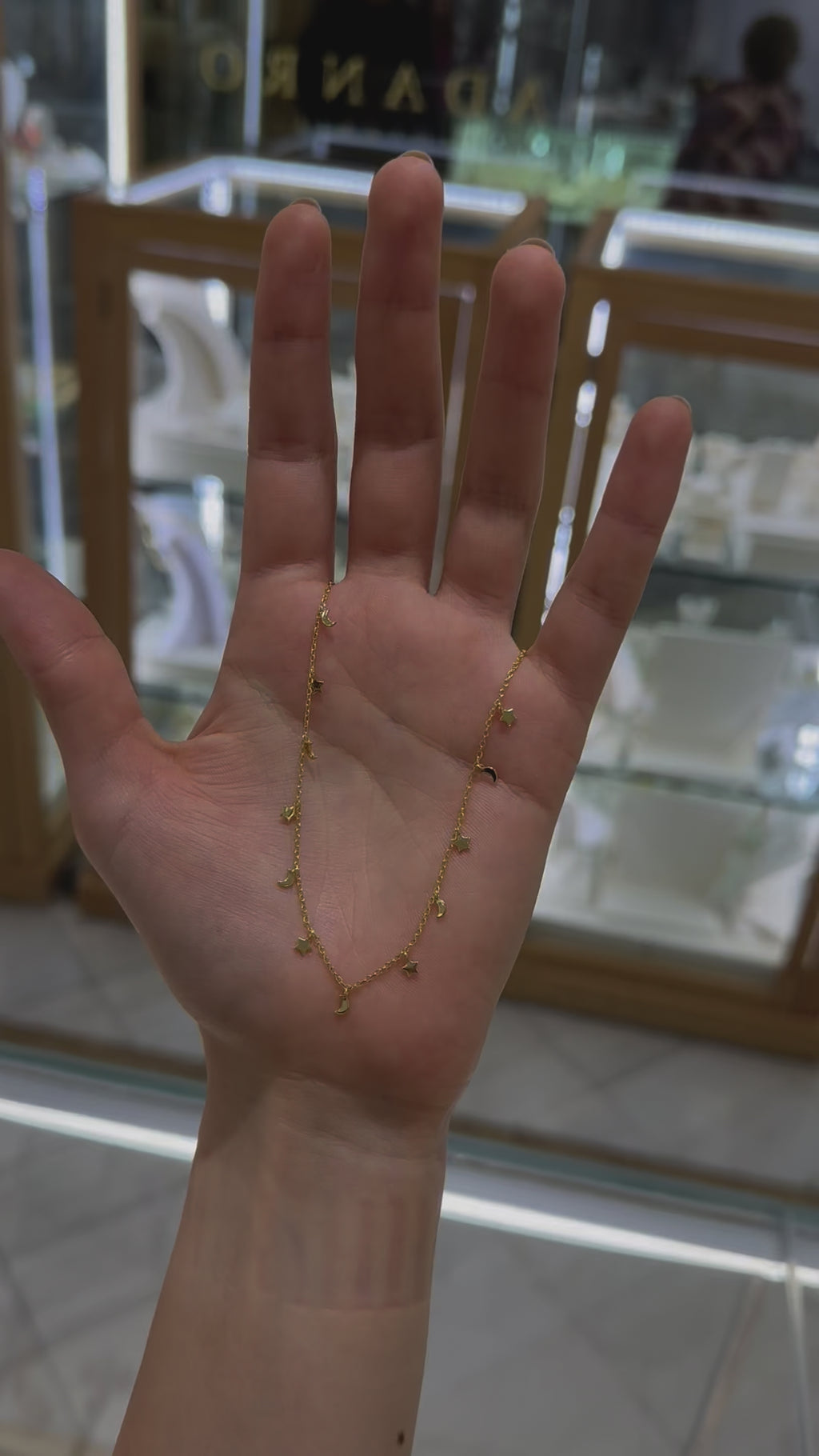 Collar dijes estrellas y lunas plata