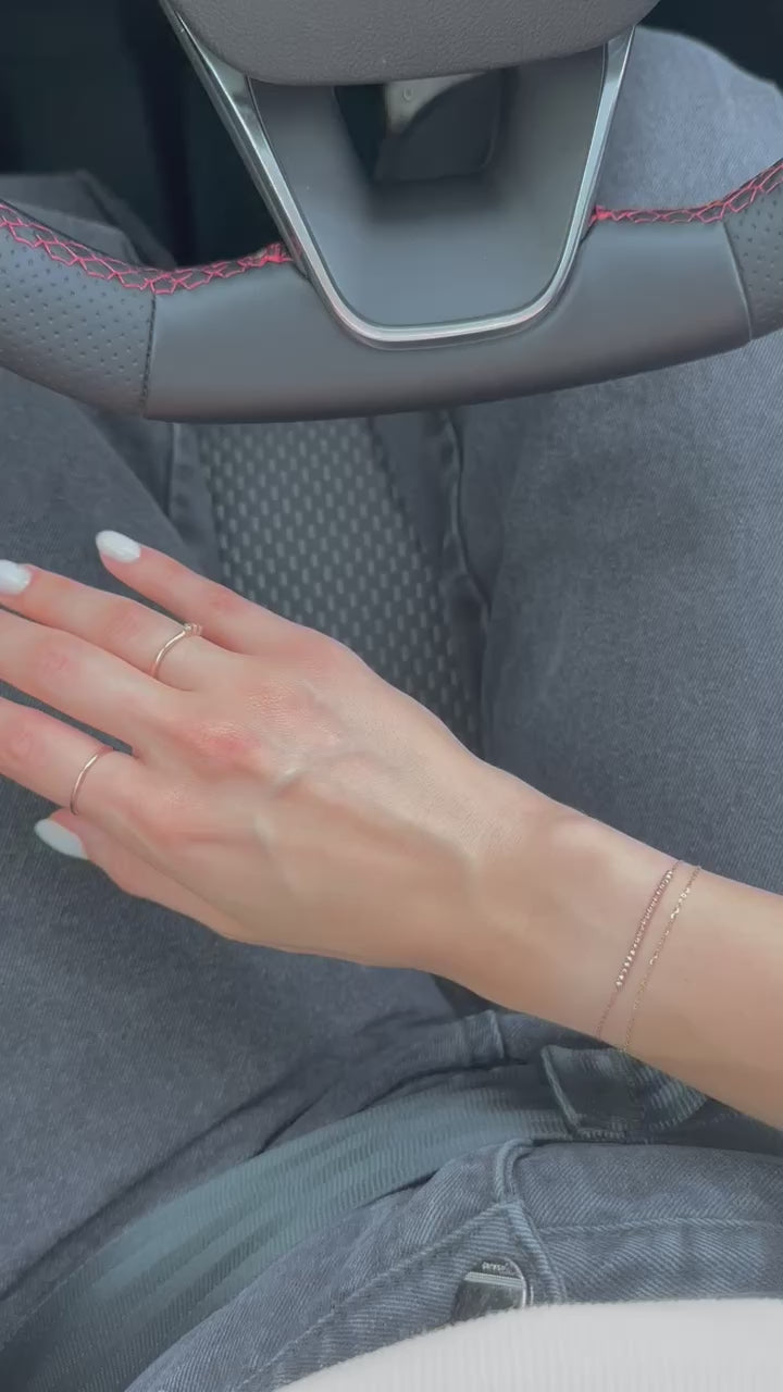 Pulsera bolitas diamantadas 14K