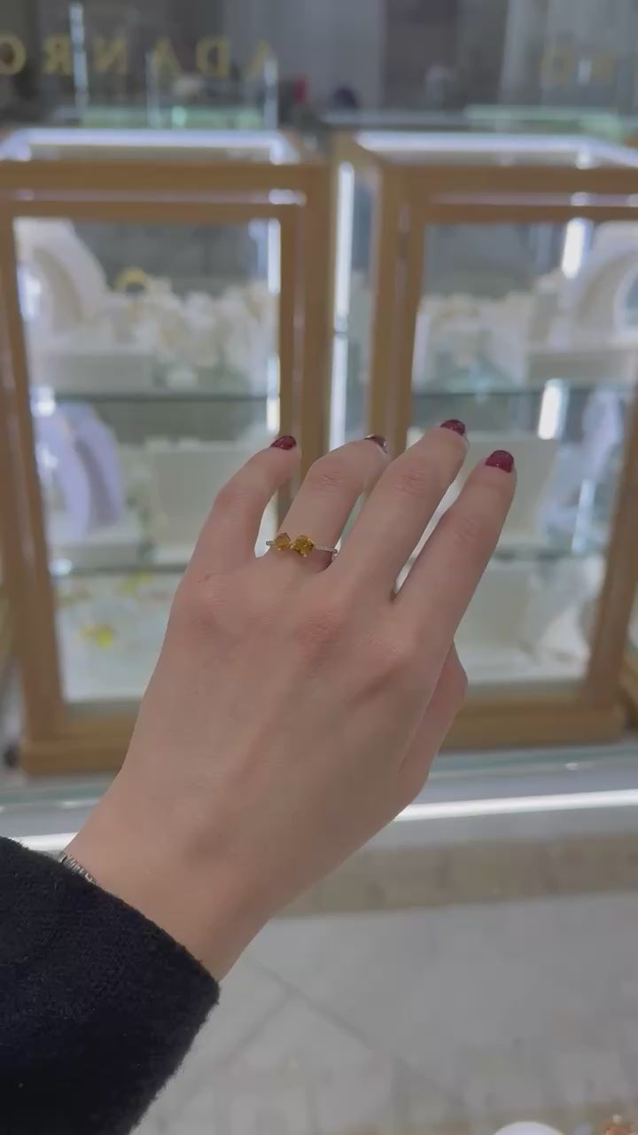 Anillo tu y yo semipreciosas oro amarillo 14K