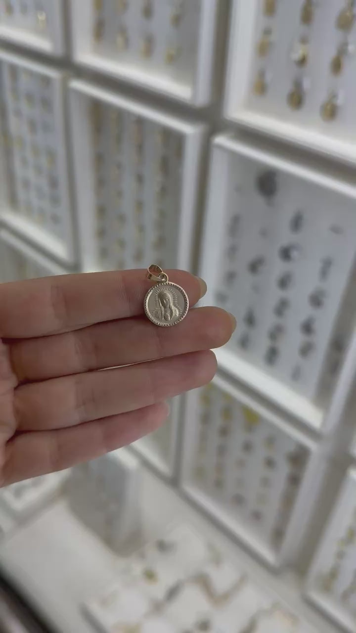 Medalla busto Guadalupe mate 14K