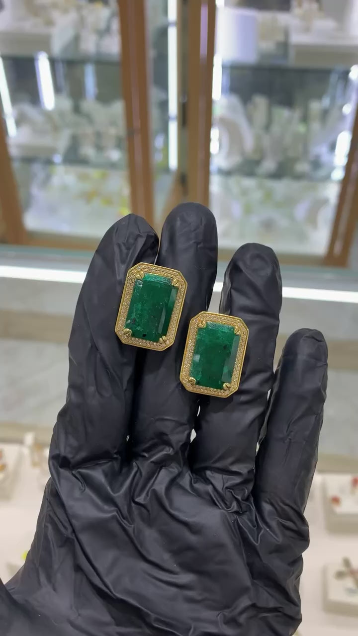 Aretes esmeraldas GRANDES 18K
