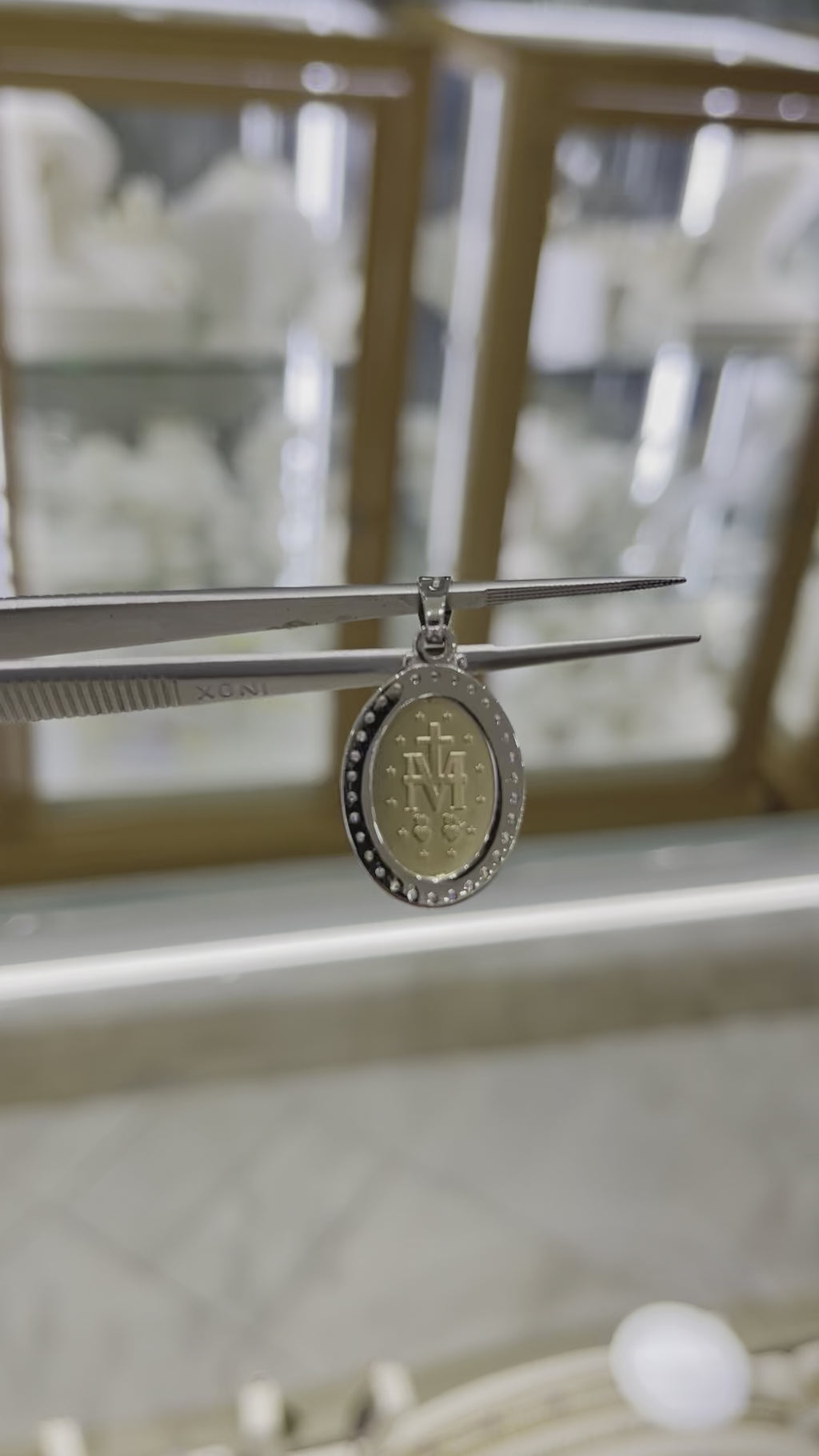 Medalla Milagrosa circonias bicolor 14K