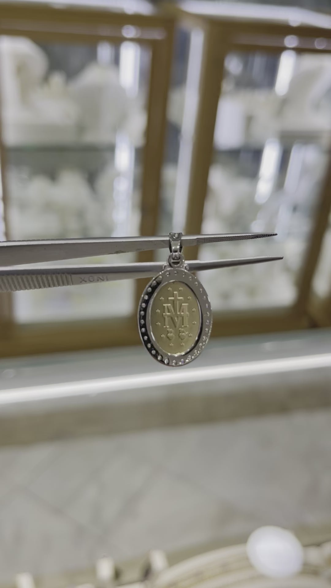 Medalla Milagrosa circonias bicolor 14K