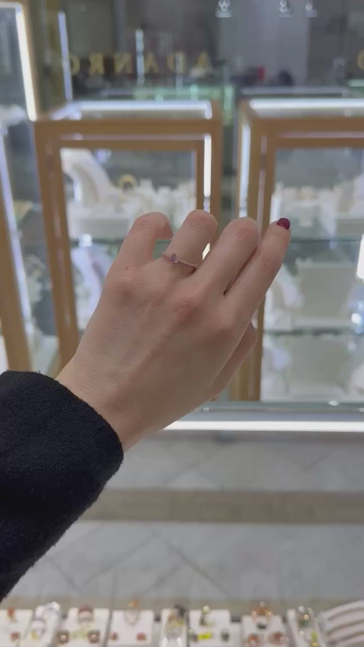 Anillo zafiro rosa y diamante 14K
