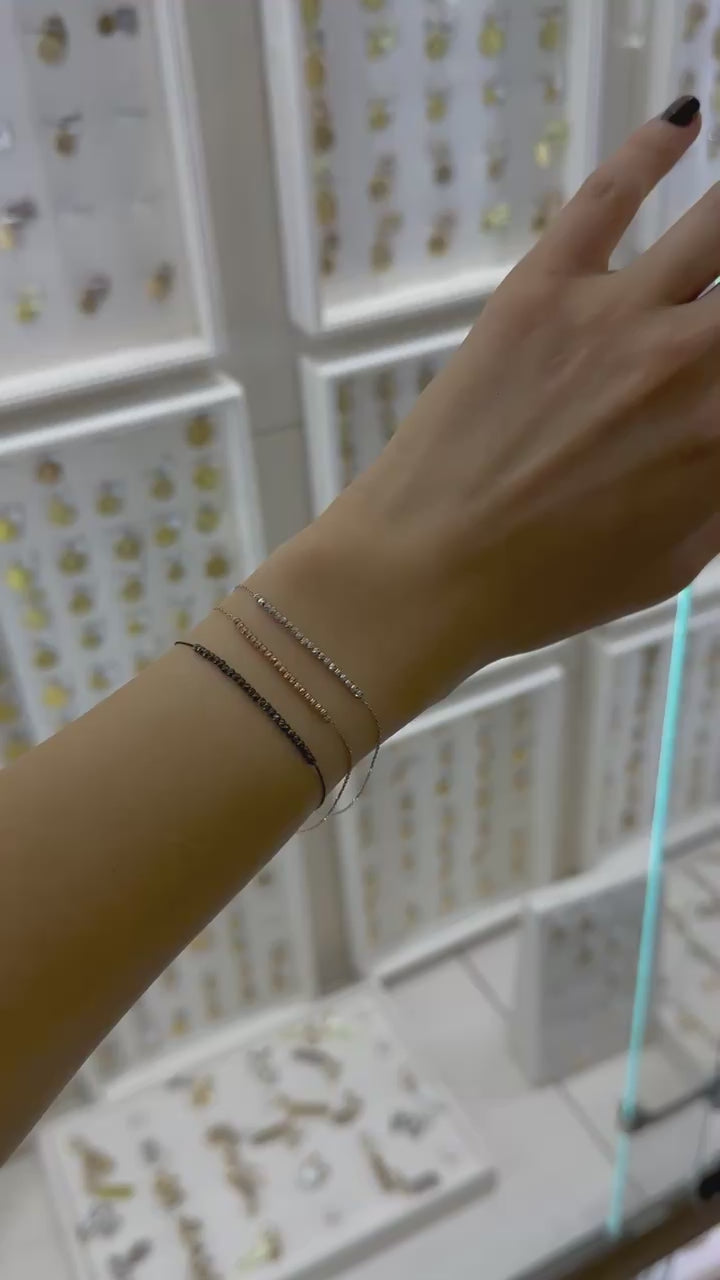 Pulsera bolitas diamantadas 14K