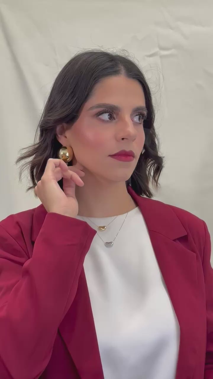 Aretes bola grande huecos 14K