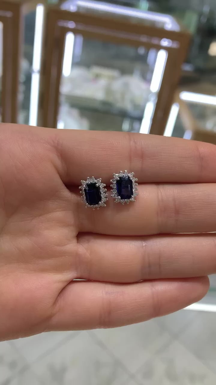 Broquel zafiros y brillantes 14K