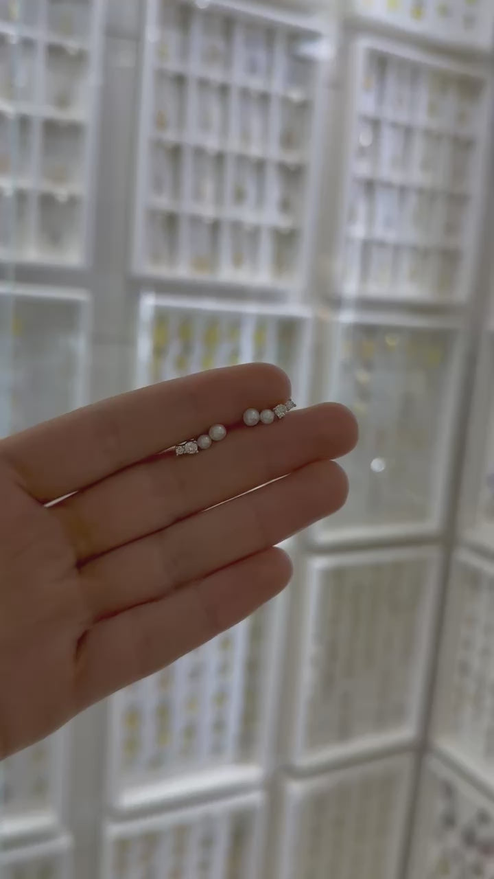 Ear climber perlas y circonias plata