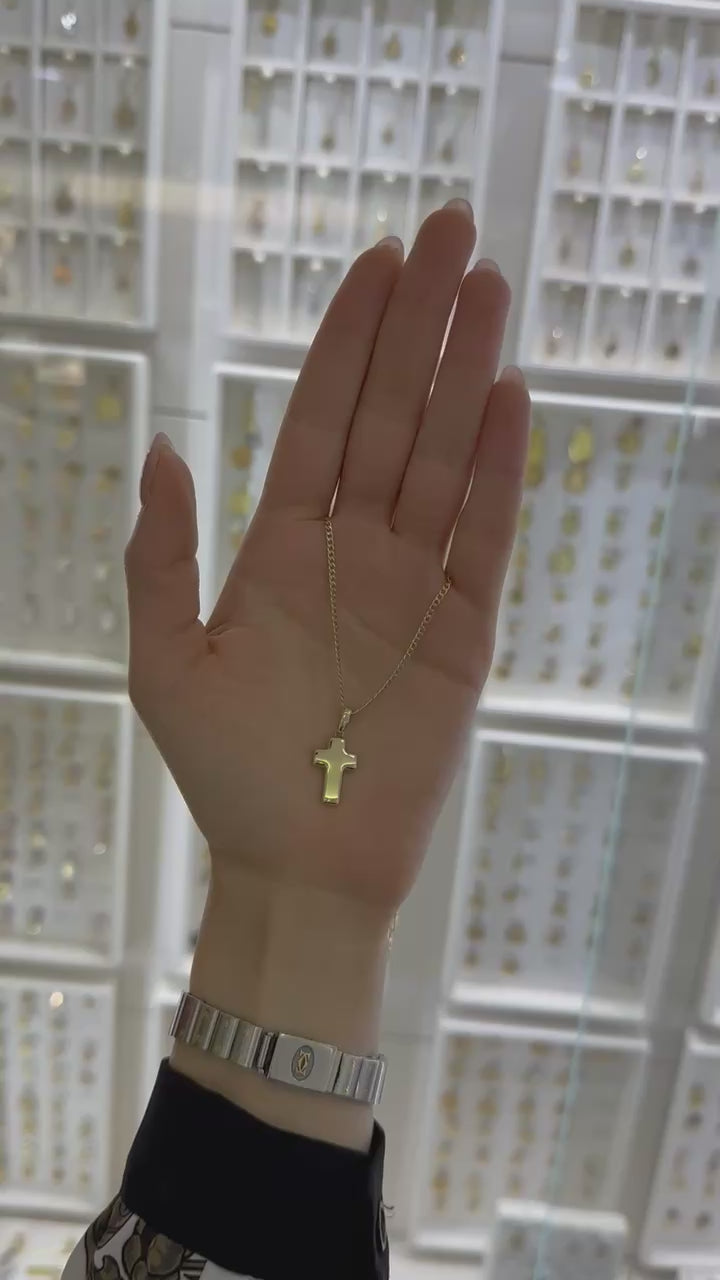 Collar cruz lisa 14K