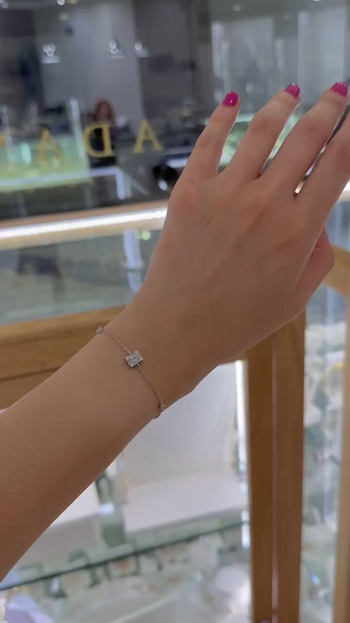 Pulsera cuadrado baguettes circonias plata