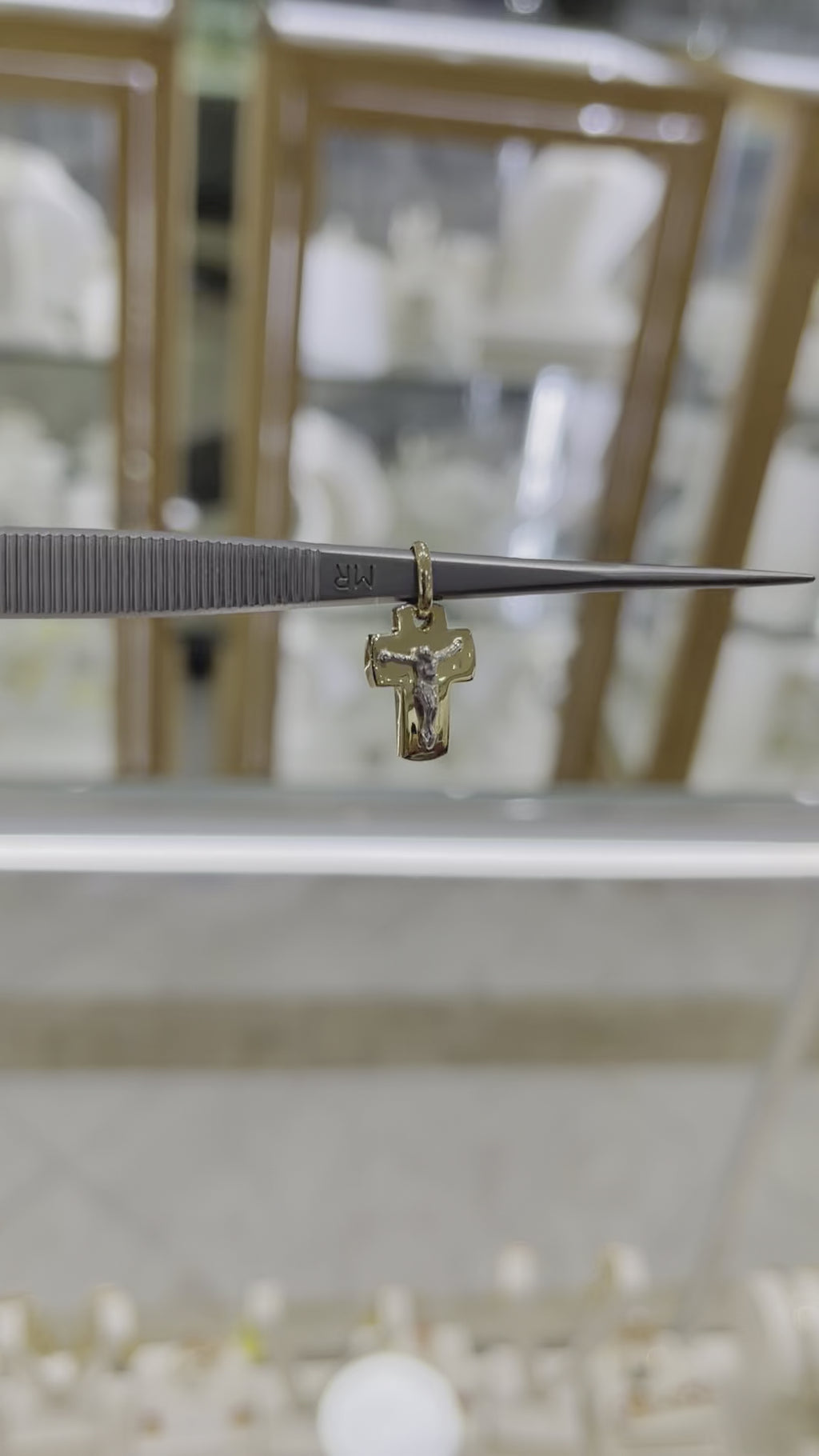 Cruz Cristo bicolor 14K