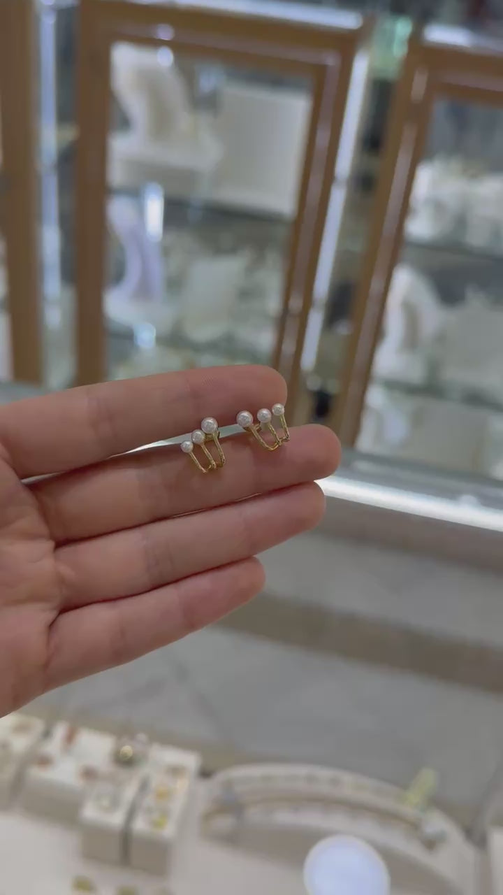 Earcuff plata amarilla 3 perlas