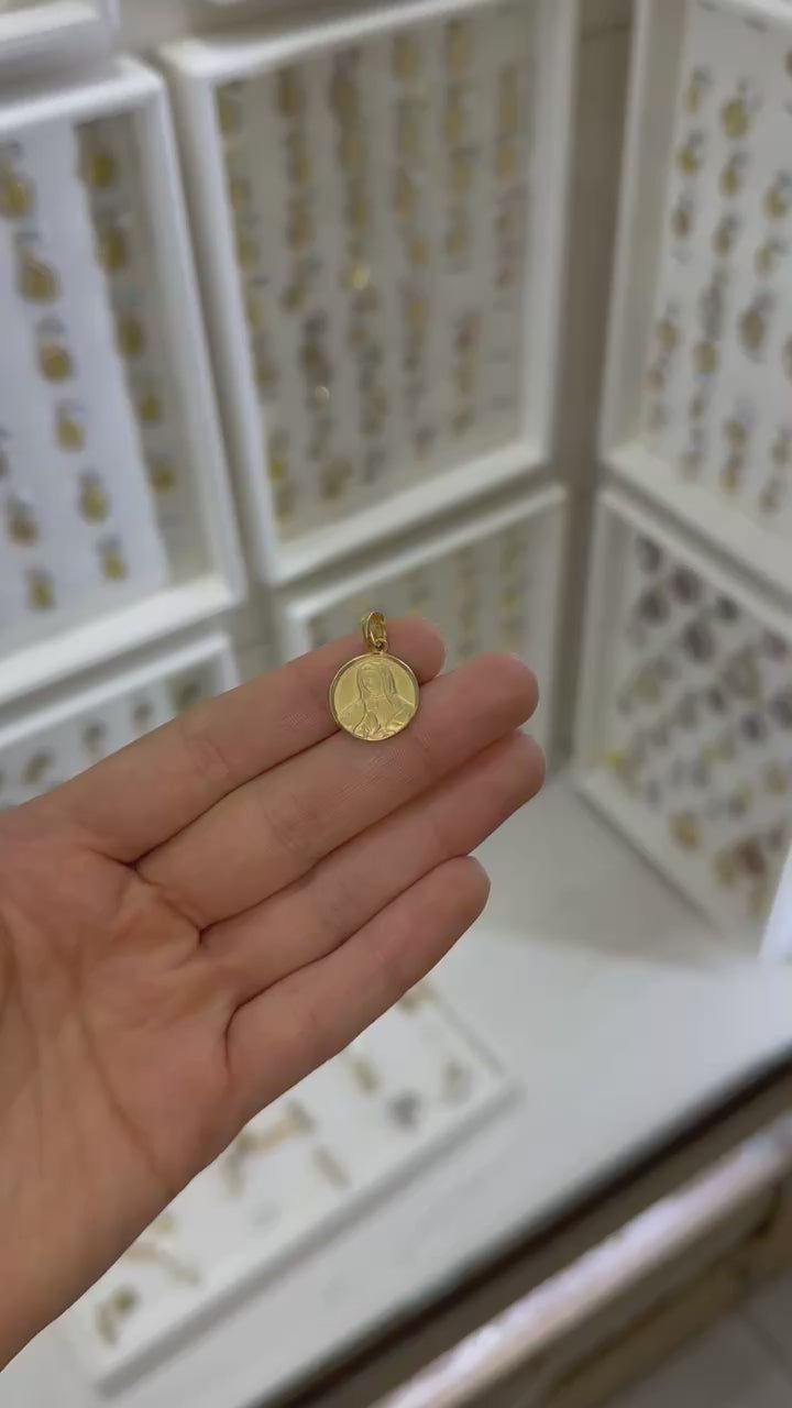 Medalla mate busto Guadalupe 14K
