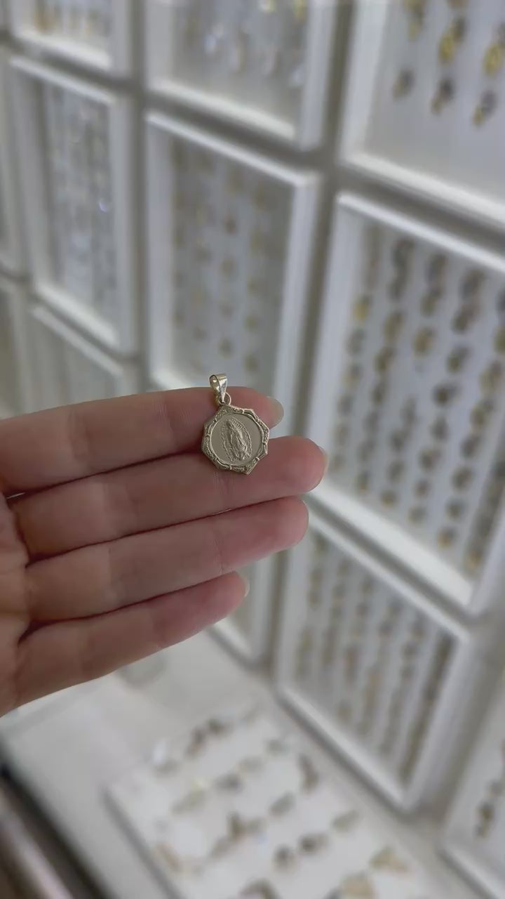 Medalla Guadalupe bisel octagonal 14K