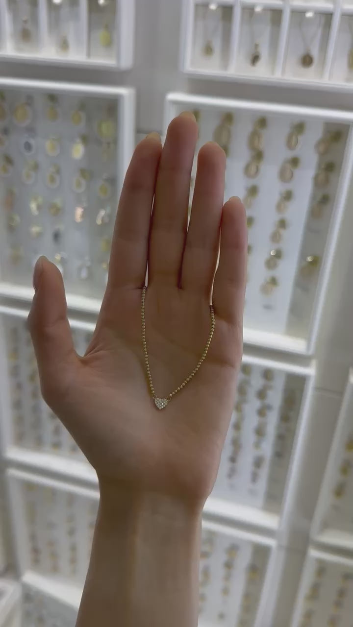 Collar bolitas dijes corazón circonias 14K