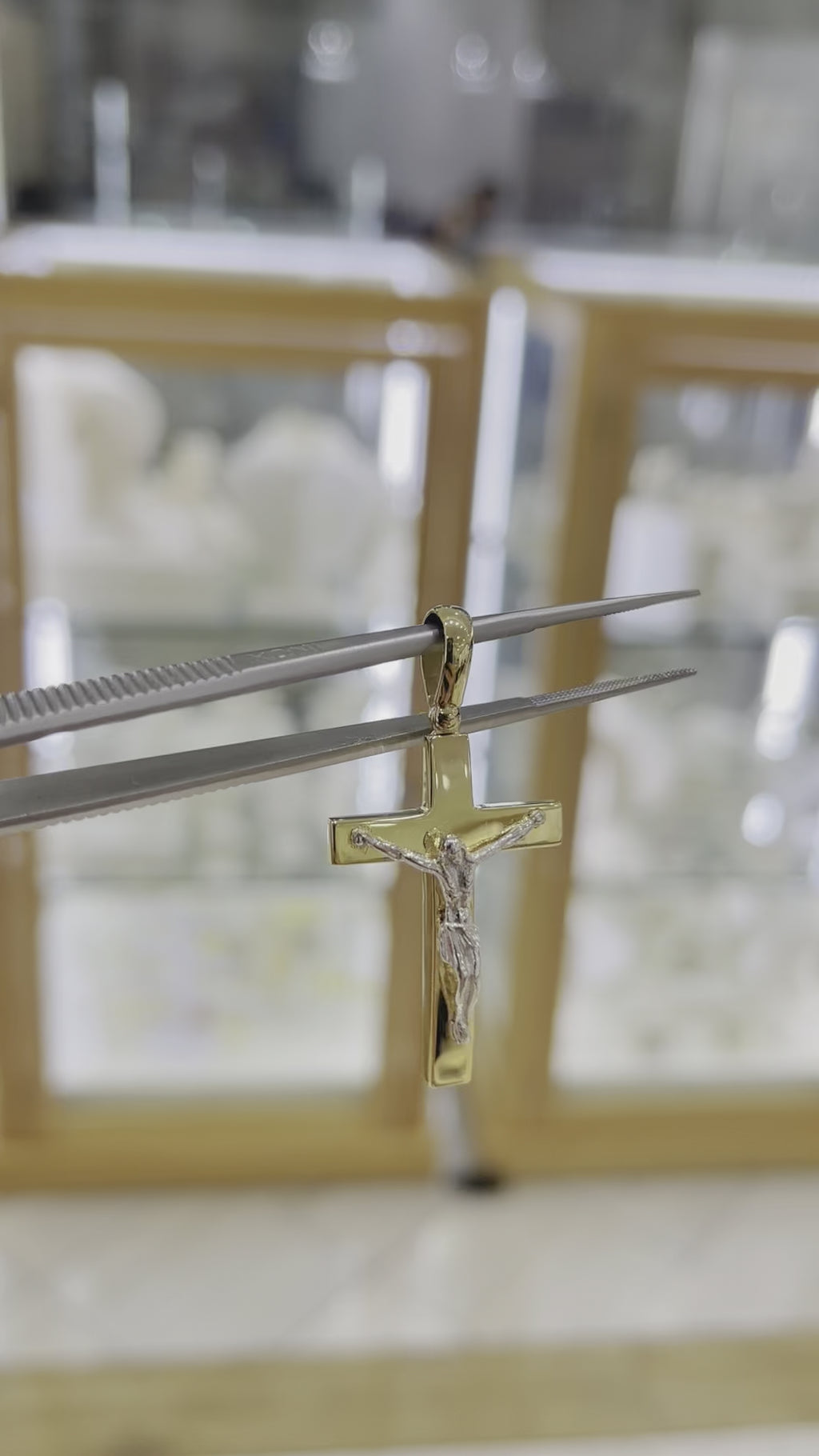 Cruz Cristo bicolor 14K