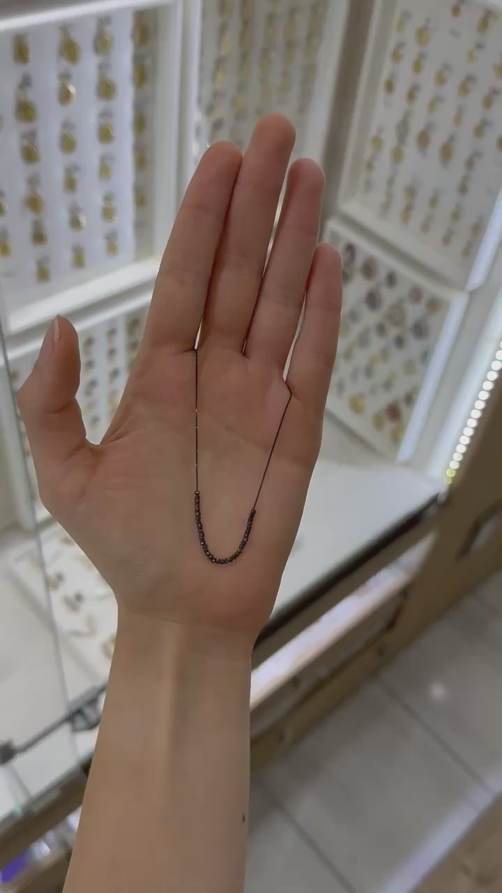 Collar bolitas diamantadas 14K