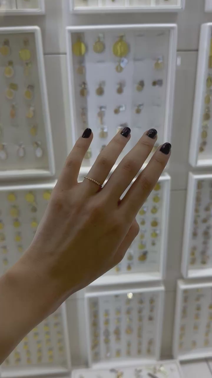 Anillo delgado bolitas mini 14K