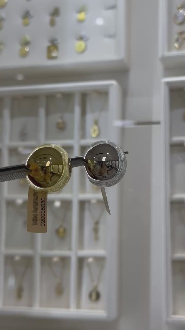 Aretes bola grande huecos 14K