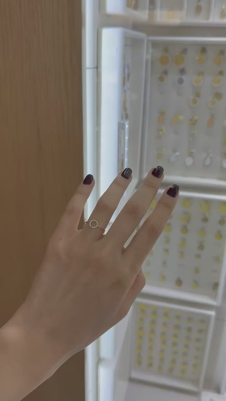 Anillo delgado círculo circonias 14K