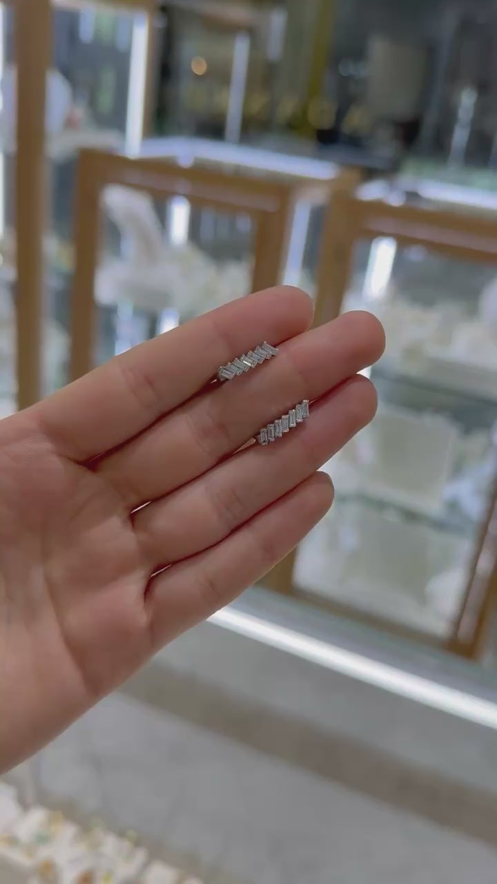 Arracadas circonias oro blanco 14K