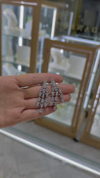 Aretes chandelier largos circonias plata