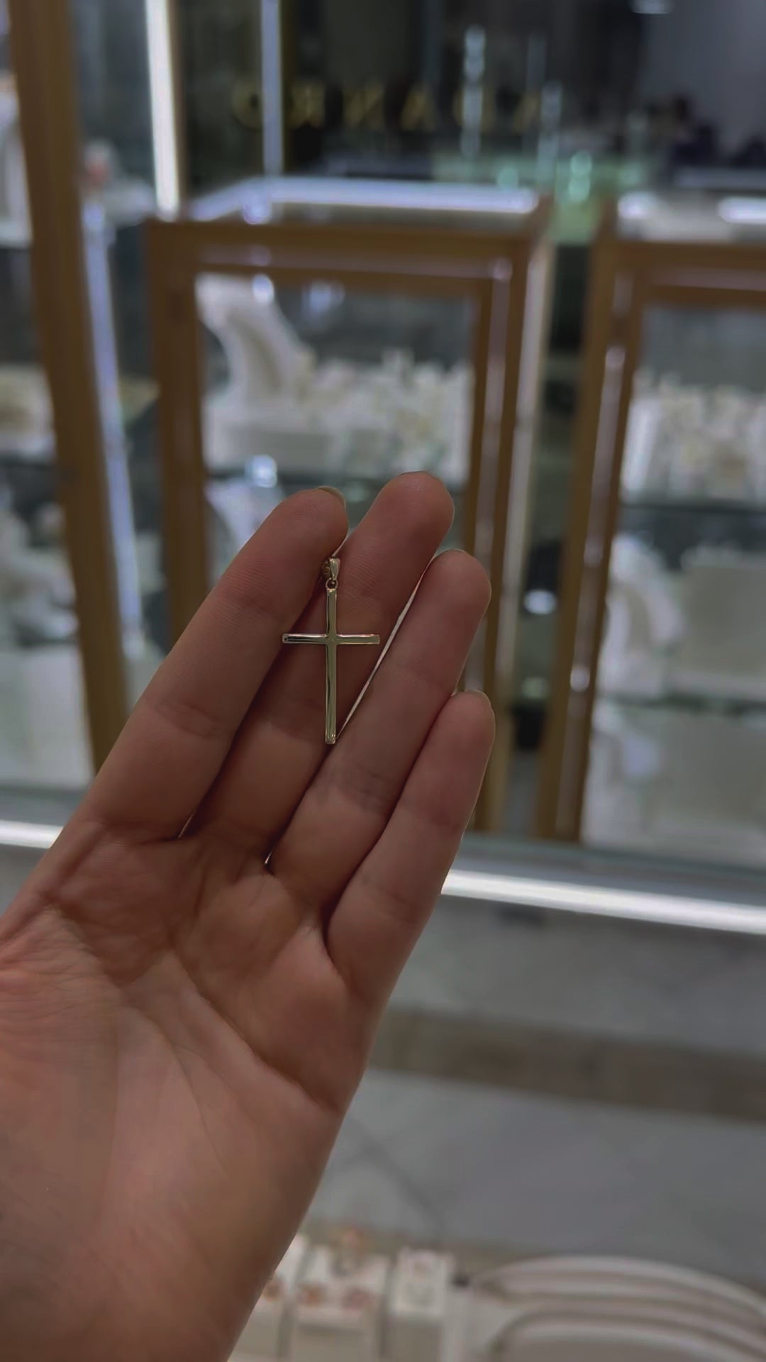 Cruz delgada larga lisa 10K