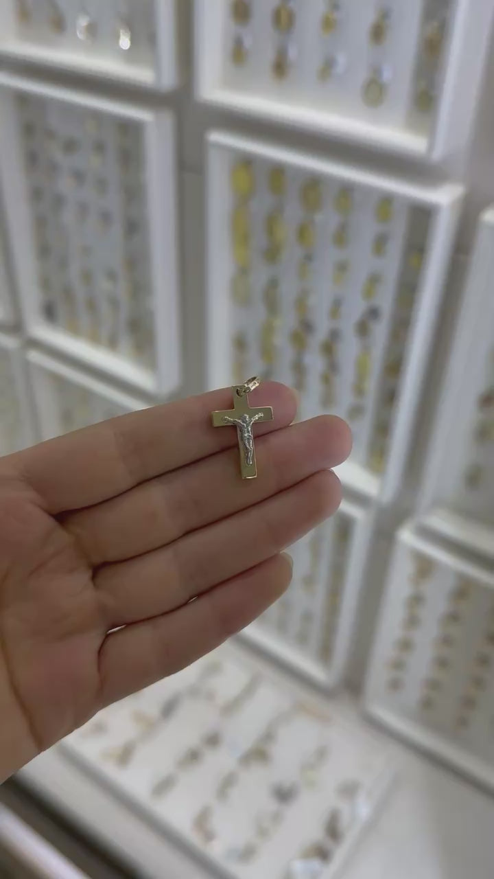 Cruz Cristo bicolor 14K