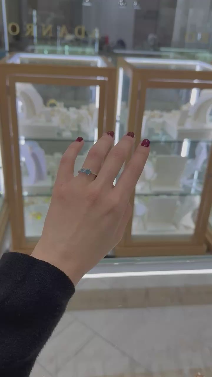 Anillo tu y yo topacio oro blanco 14K