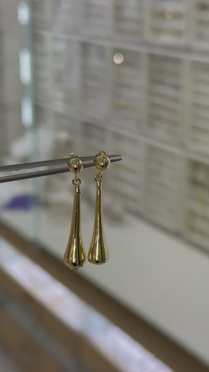 Aretes largos huecos 14K