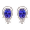 Aretes grandes tanzanitas AAA y diamantes 18K