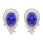 Aretes grandes tanzanitas AAA y diamantes 18K