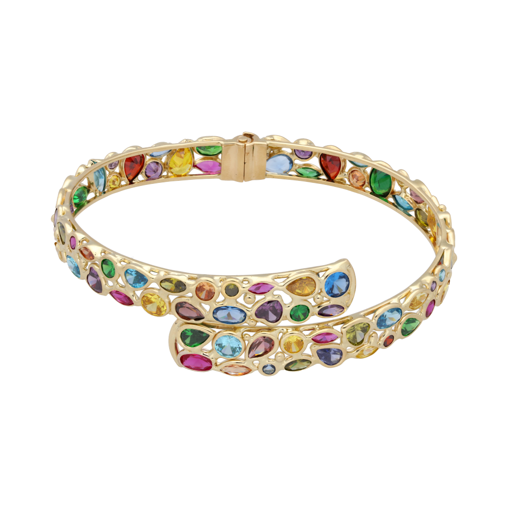 Pulsera aro circonias colores 14K