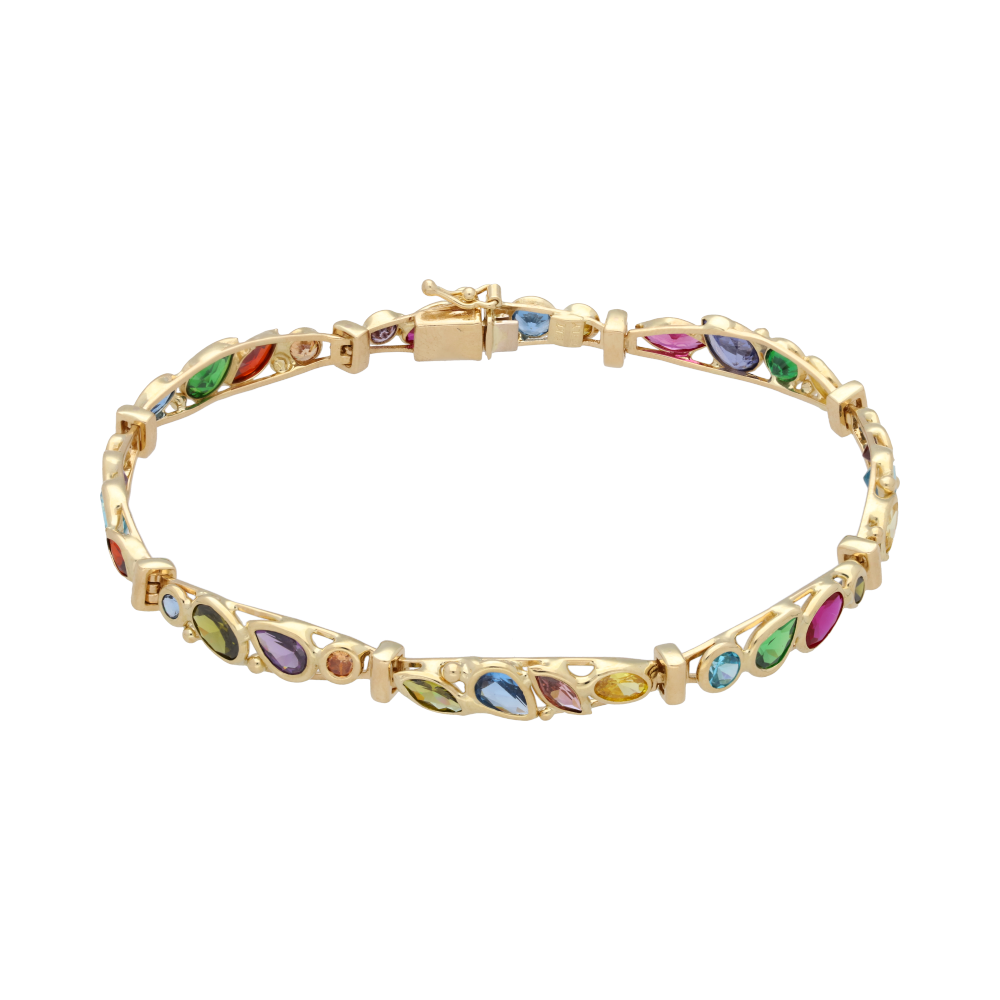 Pulsera circonias colores 14K