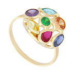Anillo circonias colores 14K